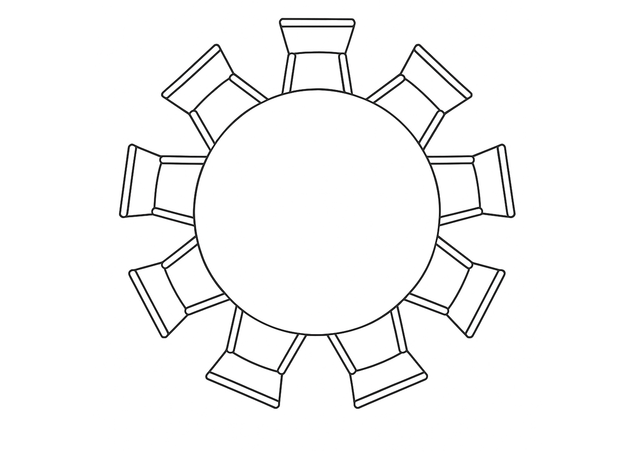 Круглый, нераскладной, 9 мест